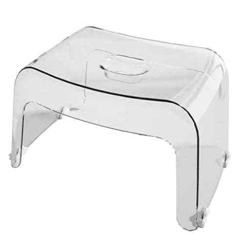2PC Black Acrylic Shower Footstool for Indoor & Outdoor Use — White L