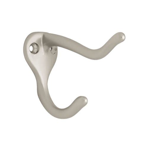 Franklin Brass Heavy Duty Double Hooks Matte Nickel Coat and Hat Wall Mount Hanger B59303G-SN-C