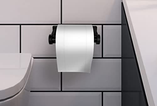 Matte Black Spring Loaded Aluminum Toilet Paper Holder, 5-Inch Self-Adhesive Bathroom Kitchen