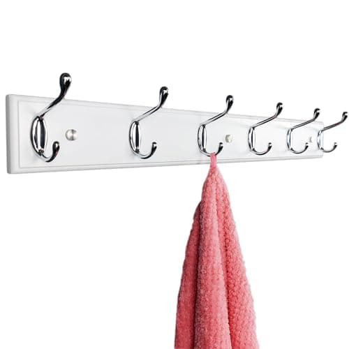 Wall-Mounted White Wood Coat Rack with 3 Hooks, Small Size — 25.6inch
