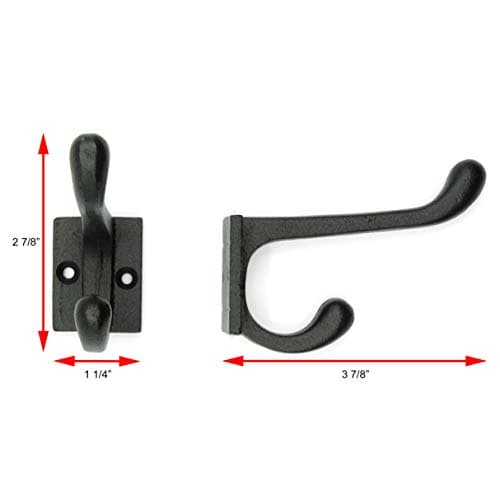 CRAFTSMAN ROAD Vintage Cast Iron Wall Hooks (Black, Set of 4) | Rustic Farmhouse Coat Hooks | Perfect for Coats, Bags, T