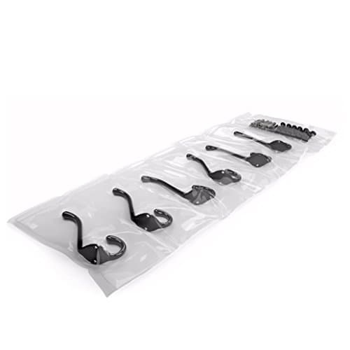 Brightmaison 6-Pack Heavy Duty 3.5" Dual Hooks Black Wall Mount Utility Coats, Scarves, Bagsitting
