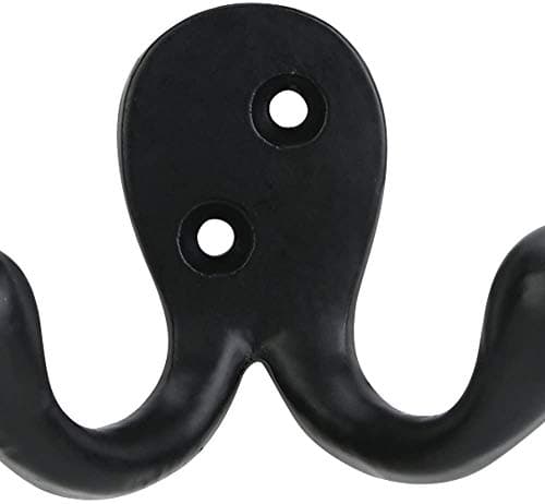 Heavy Duty Set of 4 Double Coat Hooks with Powder Coat Black