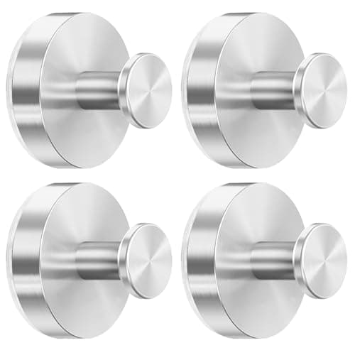Stusgo 4-Pack Matte Black Stainless Steel Towel Hooks for Bathroom Wall Mounted — Silver Suction“i”shape 4pc