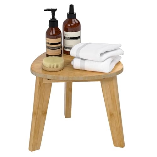 Domax Beautiful Bamboo Shower Bench for Inside Shower, Black — Natural