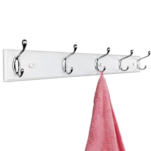Wall-Mounted White Wood Coat Rack with 3 Hooks, Small Size — 23.6inch