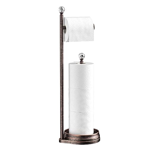 Heavy-Duty Metal-Free Toilet Paper Holder with Crystal Ball, Matte Black Stand — D- Oil Rubbed Bronze