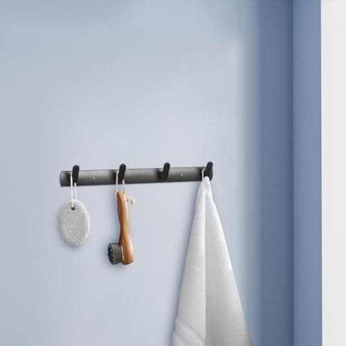 Multifunctional Robe Towel Hooks for Closets, Bathrooms, Hallways (Grey-4 Hooks)