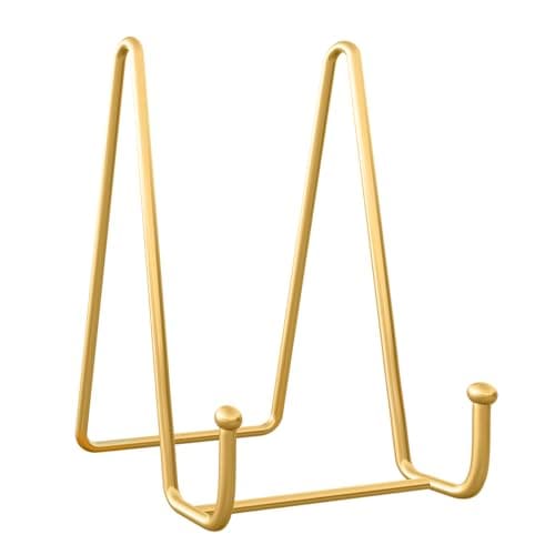 2 Pack 4 Inch Gold Metal Plate Stands for Books & Decorative Art- Table & Party Displays