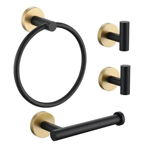 Lairuier 4-Piece Bathroom Hardware Set in Brushed Gold — Black Gold