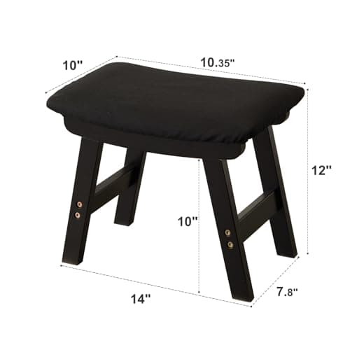 Bamboo Desk Foot Stool, Black Legs & Surface - Extra Seating