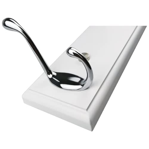 Wall-Mounted White Wood Coat Rack with 3 Hooks, Small Size
