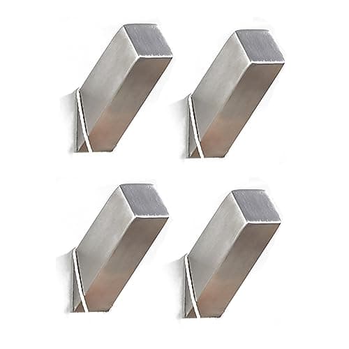 4 Pack Matte Black Stainless Steel Towel Hooks for Bathroom Wall Mount — Brushed Silver
