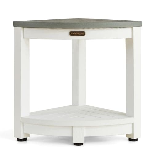 Shower Stool for Inside Shower with Adjustable Feet, Non-Slip, White — White+gray