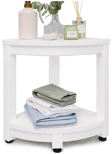 HDPE Corner Shower Stool - Waterproof Shower Bench for Shaving and Organizing (Brown) — White Hdpe
