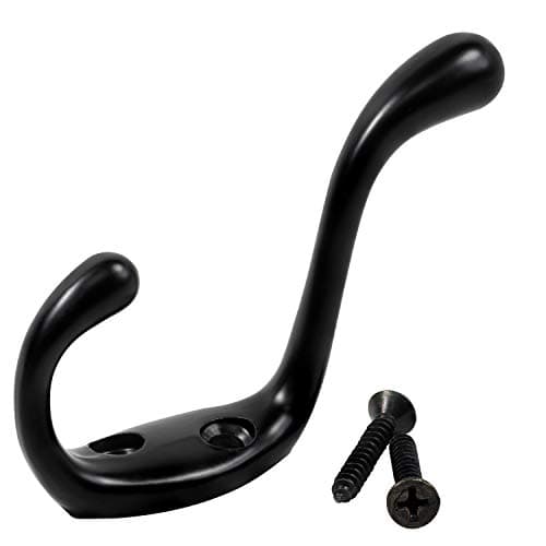 ROK Hardware 3-1/2" Black Heavy Duty Dual Coat Hook, 10 Pack