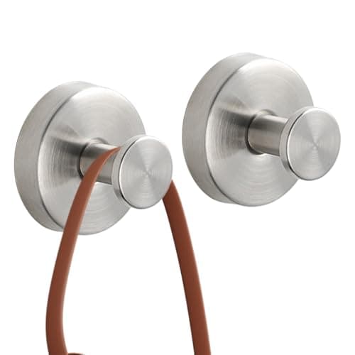Luxe No-Drill Stainless Steel Waterproof Towel Hooks for Bathrooms — Sliver 2PC