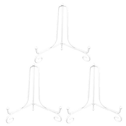 LIONWEI 4 Inch White IronPlate Stand Holder for Plates and Photos, 4pcs — White