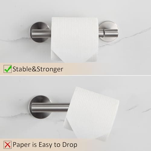 Nickel Toilet Paper Holder: Wall Mount, Double Post for Bathroom RV