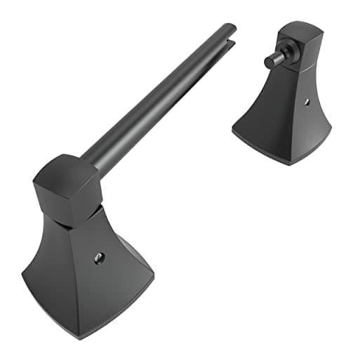 Brushed Nickel Double Post Pivot TP Holder for Bathroom, Stainless Steel & Zinc Alloy — Matte Black