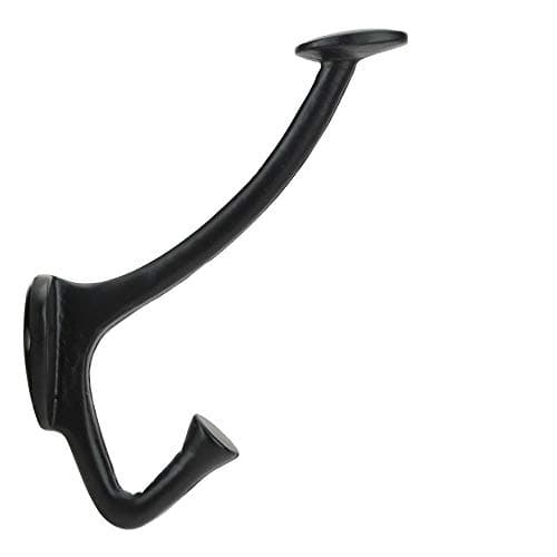 Heavy Duty Set of 4 Double Coat Hooks with Powder Coat Black — Double - Black Powder Coat 4