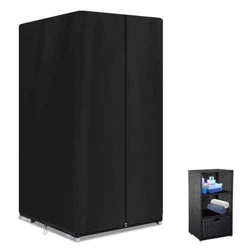 Black Portable Outdoor Pool Towel Rack Cover, 24x24x47 Inch