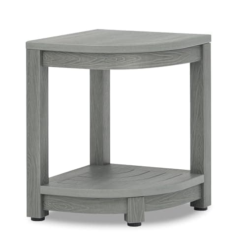 LUE BONA Gray Waterproof Corner Shower Bench with Storage