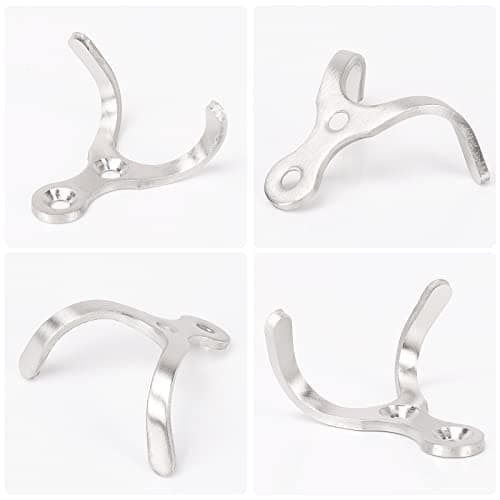 NearMoon Heavy Duty Double Prong Coat Hooks, Wall Mounted Stainless Steel, 5 Pack - Brushed Nickel for Towels, Hats, Keys, and Bags