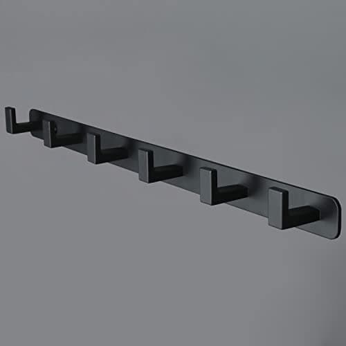 Heavy Duty 6-Hook Stainless Steel Coat Rack, Black, Bathroom & Kitchen Storage