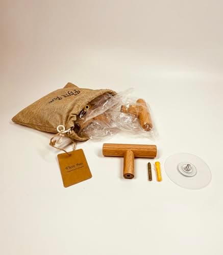 Sturdy Natural Oak Wooden Coat Hooks, Holds Up to 7lbs - Pack of 5