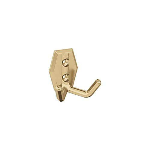 Matte Black Double Prong Decorative Wall Hook for Coats, Hats, Backpacks, Bags | Multi-Use Hooks for Various Rooms | Amerock Brand. — Champagne Bronze