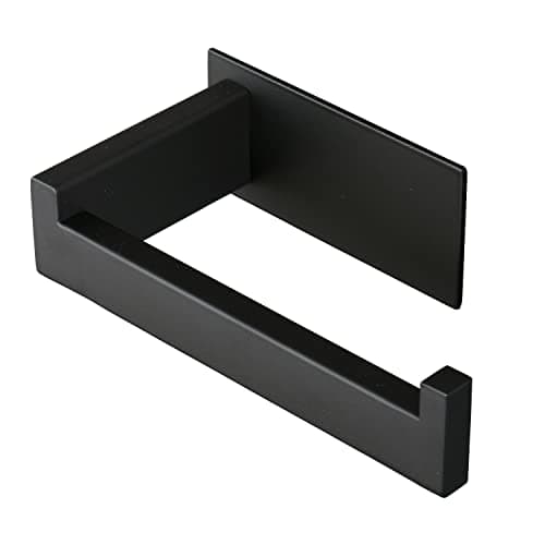 Stainless Steel Self-Adhesive Toilet Paper Holder, Matte Black, No Drilling Easy Install