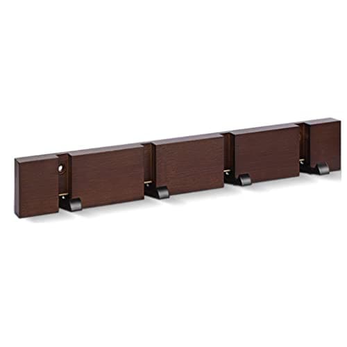 Space-Saving Wall-Mounted Coat Rack with 4 Hooks - White — Brown