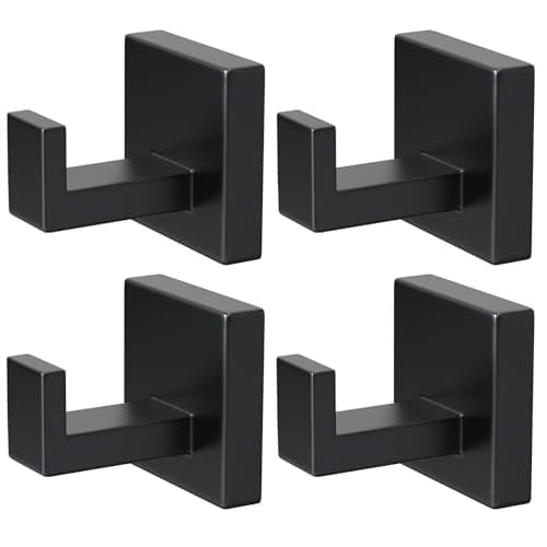 PMMASTO Black Stainless Steel Towel Hooks, Bathroom & More (4PC)