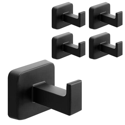 NearMoon SUS304 Stainless Steel Bath Towel Hooks - 3 Pack (Brushed Nickel) — Matte Black