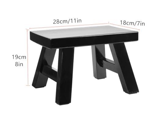 Black Solid Wood Step Stool for Kids Adults Fishing Plants