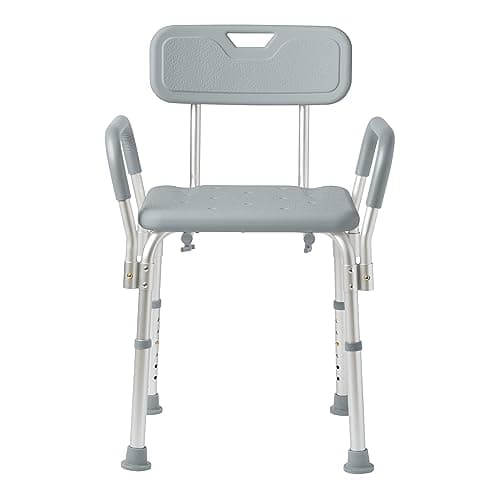 Medline Heavy Duty Slip Resistant Shower Chair with Padded Armrests — Grey