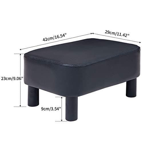 IBUYKE Black Padded 16.54" Rectangular Footstool RF-BD210