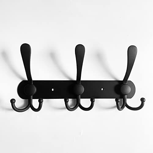 Stainless Steel Coat Rack, 3 Hooks for Mudroom, Entryway, Black (1 Pack)