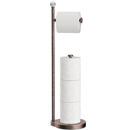 Heavy-Duty Metal-Free Toilet Paper Holder with Crystal Ball, Matte Black Stand — Y- Oil Rubbed Bronze