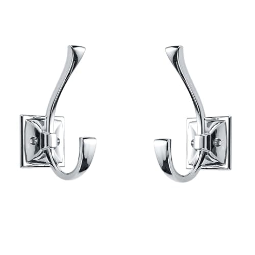 5 Pack Matte Black Wall Hooks for Coats, Towels, Bags - 4.35 Inch Double Robe Hooks — Polished Chrome