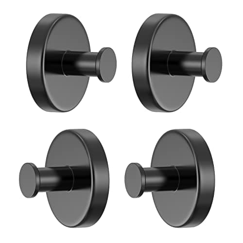 PMMASTO Black Stainless Steel Towel Hooks, Bathroom & More (4PC) — Black Drilling “O ”shape 4PC