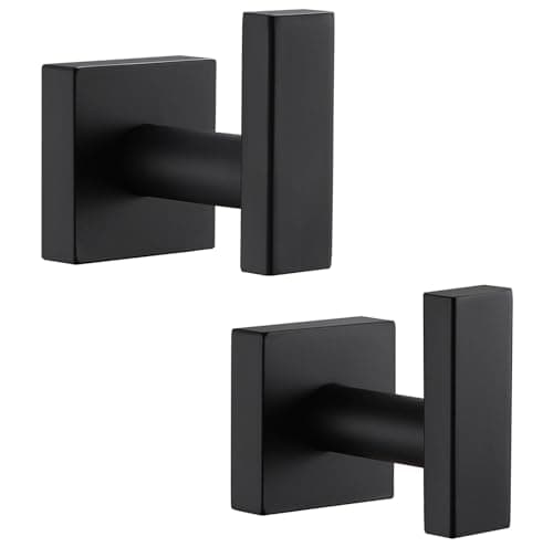 Stainless Steel Matte Black Towel & Robe Hooks, 2 Pack