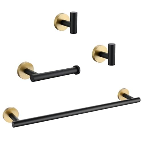 Lairuier 4-Piece Bathroom Hardware Set in Brushed Gold — 4ps Black Gold