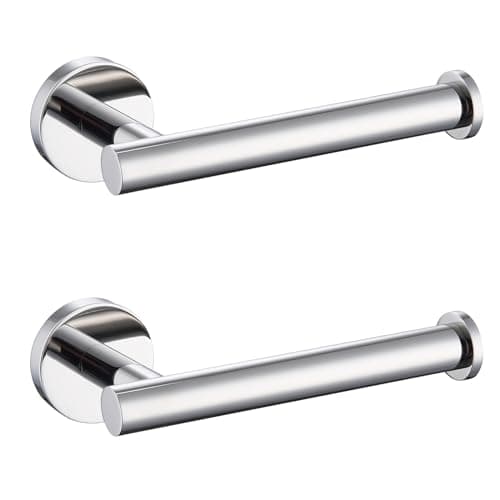 Modern Brushed Nickel Toilet Paper Holder for Bathroom or Kitchen - Wall Mount Stainless Steel Dispenser — Polished Chrome