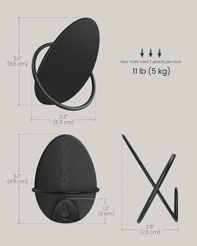 Songmics Home Coat Hooks 4 Pack, Egg-Designed Wall Hooks, Ink Black ULCR039B01