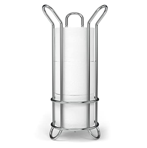 Brookstone Bronze Freestanding Toilet Paper Holder, Modern & Stylish Storage Solution — Astonishing Chrome