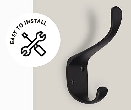 Ambipolar Double Matt Black Wall Hooks 10-Pack