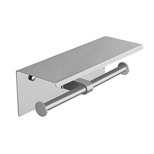 Bathroom Toilet Paper Holder with Shelf, Brushed Nickel, 304 Stainless Steel
