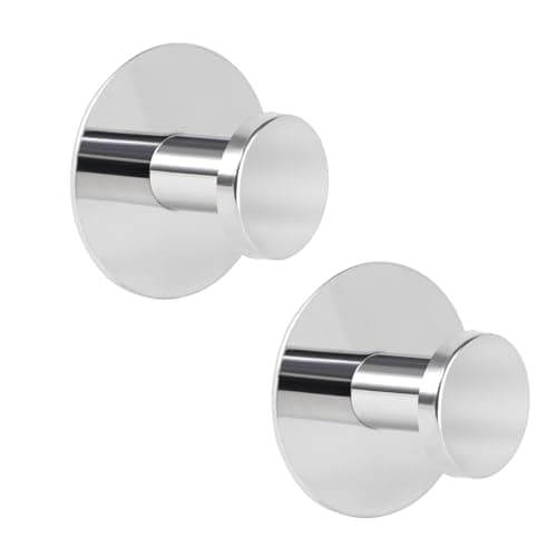Bathroom Wall Towel Hooks - Stainless Steel, Up to 12LB, Matte Black — Chrome Finish 2pcs